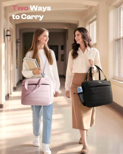 Puffer Zipper Binder 3 Ring with Pencil Pouch, 3" D-Ring Binder with Zipper and Shoulder Strap, 600+ Sheets Capacity Zip Up Binder with 15.6" Laptop Pocket, Binder Bag for School College Office, Pink - color: Pink
