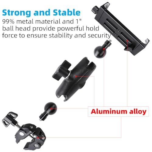 Aluminum Tablet Holder for Mic Stand, Side Mount for All iPad, 360 Rotatable With Super Clamp Compatible for iPad Pro 12.9, Air, Mini, Galaxy Tabs, 4.7-15" Tablets