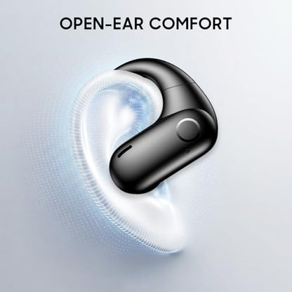 kurdene Open-Ear Headphones, Digital Display Wireless Earbuds with Ear Hooks, Ultra-Comfort, Snug Fit, Powerful Sound, Clear Calls, 42H Playtime, Bluetooth 5.4 for Office, Outdoor Use-Black