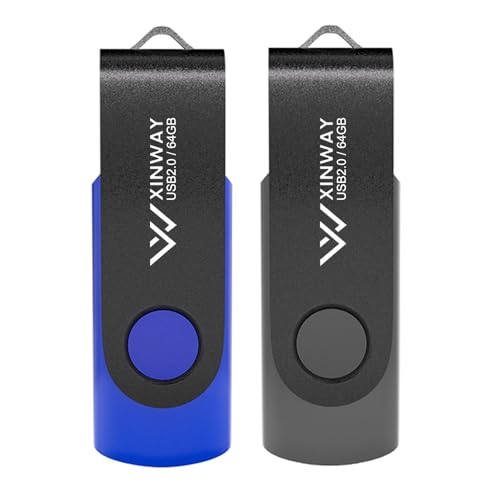 64GB USB 2.0 Flash Drives Thumb Drive Memory Stick Jump Drive Swivel Design, (2 Pack Tow Colors: Black Blue) - color: 64GB Black Blue