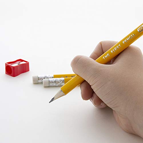 BAZIC PRODUCTS The First Triangle Jumbo #2 Pencils, Sharpener, 3-Box | 3.25 mm HB lead, Jumbo triangular barrel, eraser top, bonus sharpener, beginners, preschool, early grades - size: 24-Pack