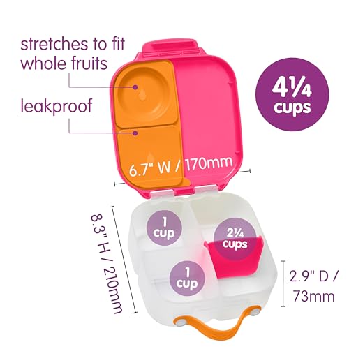 b.box Mini Lunch Box + Snack Containers for Kids 2-Pack - 4.25 + 1.75 Cups, Leakproof Bento Box for Kids, Lunch Containers for School, Dishwasher Safe, BPA Free, PFAS Free, Ages 3+ - Strawberry Shake - color: Strawberry Shake