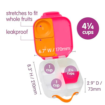 b.box Lunch Box Kids 2-pack, Mini Lunch Box + Snack Containers for Kids | 4.25 + 1.75 Cup Bento Box for Kids, Snack Box, Lunch Containers, Leak Proof, Dishwasher Safe, BPA Free, PFAS Free, Ages 4m+ - color: Strawberry Shake