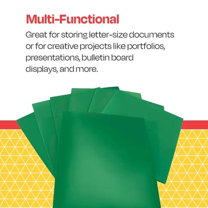 School Smart 2-Pocket Poly Folders, Green, Pack of 25 - color: Green, style: No Fasteners