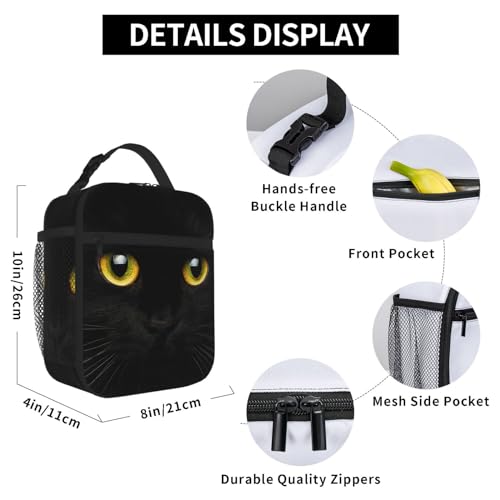 Cute Black Cat Leakproof Lunch Bag Large Capacity Lunchbox Insulated Reusable Lunch Tote Bags Cooler Lunch Container For Work/Office/Picnic/Travel - color: Cute Black Cat