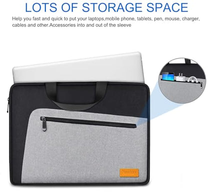 Laptop Case, 15.6 Inch Laptop Briefcase Sleeve Shockproof Protective Water Resistant Computer Carrying Bag Compatible with 15.6 inch HP, Dell, Acer, Asus, Lenovo, Notebook, Black Grey - size: 15.6 Inch