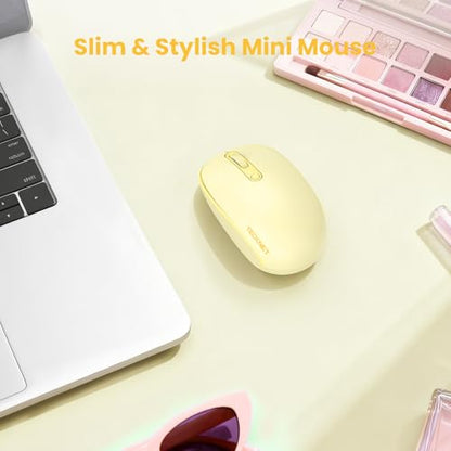 TECKNET Wireless Mouse,Bluetooth Mouse (BT5.3/5.0 & 2.4G) with USB Receiver Silent Optical Computer Mice，Wide Compatibility - color: Yellow