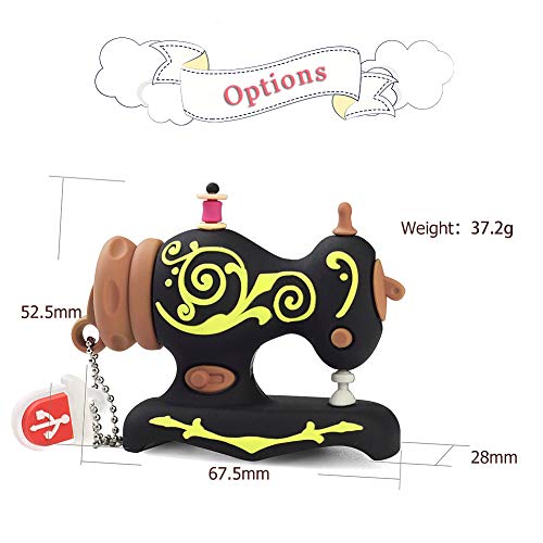BorlterClamp 32GB USB Flash Drive Cute Cartoon Sewing Machine Model Memory Stick, Gift for Students and Children (Black) - color: 32GB black