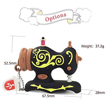 BorlterClamp 32GB USB Flash Drive Cute Cartoon Sewing Machine Model Memory Stick, Gift for Students and Children (Black) - color: 32GB black