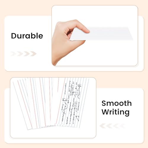300 Count White Index Cards 3x5 Inch - 180gsm Heavyweight Flash Card (50 Sheets Each), Durable & Portable Note Taking for Students, Teachers, Study Flashcards for Office School Supplies - color: 300 Count