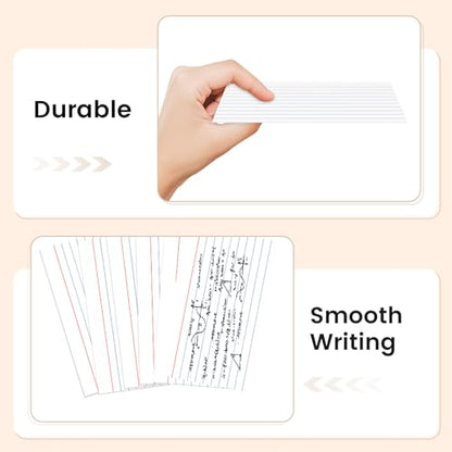 300 Count White Index Cards 3x5 Inch - 180gsm Heavyweight Flash Card (50 Sheets Each), Durable & Portable Note Taking for Students, Teachers, Study Flashcards for Office School Supplies - color: 300 Count