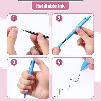 Mr. Pen- Retractable Gel Pens, 12 Pack, Black Ink, Sky Blue Barrel | Fine Point 0.5mm, Fast Dry, Smooth Writing, Cute Pens for Drawing, Writing Planner and School Supplies - color: Sky Blue Barrel, Black Ink, size: 12 Pack