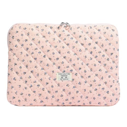 Cute Laptop Sleeve 13-15 inch Laptop Case Aesthetic Quilted Laptop Sleeve Computer Bag with Flower Printing for MacBook (A-Pink, 13inch) - color: A-pink, size: 13inch
