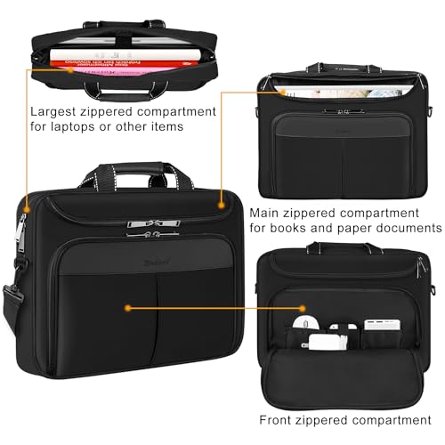 15.6-16.2 Inch Laptop Briefcase with Reinforced Shoulder Strap | Waterproof Messenger Bag for Men with Padded Handle, Business Travel Laptop Bag Compatible with Macbook Pro 16 inch - size: 15.6"-16"
