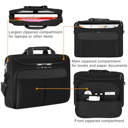 15.6-16.2 Inch Laptop Briefcase with Reinforced Shoulder Strap | Waterproof Messenger Bag for Men with Padded Handle, Business Travel Laptop Bag Compatible with Macbook Pro 16 inch - size: 15.6"-16"