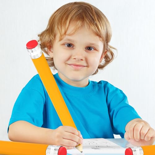 16 Inch Wooden Large Jumbo Pencils Giant Big Funny Wood Pencil with Cap and Eraser Fun Novelty Gifts for Kids School Kindergarten Home Office Prop Supplies (Yellow) - color: Yellow