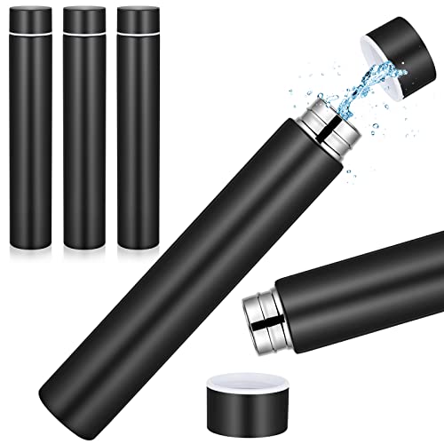 Dandat 3 Pieces Slim Insulated Water Bottle Skinny Water Bottles for Backpacks Small Mini Stainless Steel Tumbler Cup for Coffee Travel, Leakproof, 8 Oz, Black
