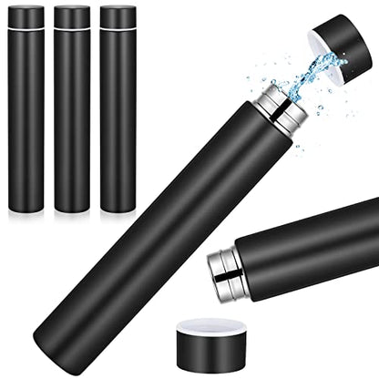 Dandat 3 Pieces Slim Insulated Water Bottle Skinny Water Bottles for Backpacks Small Mini Stainless Steel Tumbler Cup for Coffee Travel, Leakproof, 8 Oz, Black