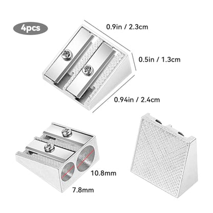 4 Pack, 2 Holes Handheld Metal Pencil Sharpener | Alloy Manual, Durable and Drop-resistant Pencil Sharpener, Pencils of different sizes, Schools, Offices, Homes, Art Projects - color: 4 Pack