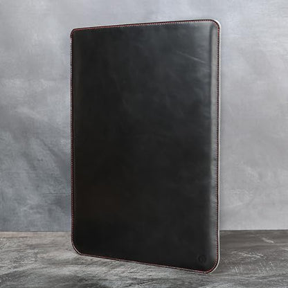 Casemade Real Leather Laptop Sleeve for MacBook Pro & Air Fits 13, 14, 15 & 16 Inch - Genuine Full Grain Leather with Soft Wool Lining (14-inch Pro M1/M2/M3/M4/M5) - color: Black, size: 14" Pro M1-M5