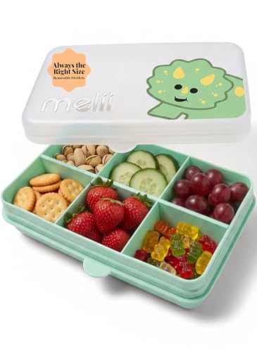 melii Snackle Box | 6-Compartment Divided Snack Container, BPA-Free Food Storage with Removable Dividers for School, Travel & On-the-Go Snacking (Dinosaur) - color: Dinosaur