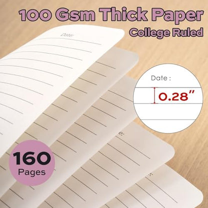 deli 6 Pack Lined Spiral Journal Notebook, 160 Pages, A5 (5.5"x8") Hardcover Writing Notebook, College Ruled Spiral Bound Journal for Women & Men - Perfect for Work, School, Office & Note Taking - color: Beige,Red,Taro Purple,Dark Red,Dark Green,Black, si