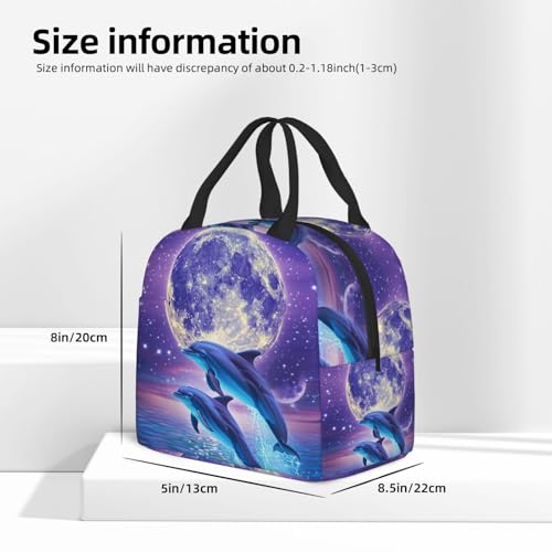 Dolphin Lunch Box - Insulated Lunch Bags for Kids Boys Girls Reusable Lunch Tote Bags, Perfect for School/Camping/Hiking/Picnic/Beach/Travel - color: Dolphin