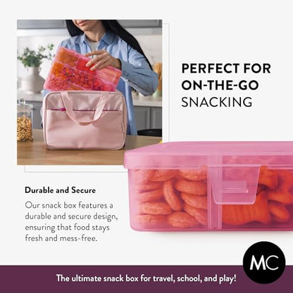Large Kids Snack Box Containers Set of 2 -100 Labels, BPA-Free, Adjustable Compartments, Dishwasher Safe, Reusable Tray, Food Grade, Meal Prep Container, PARENT TESTED PARENT APPROVED AWARD (Pink) - color: Pink, size: Large