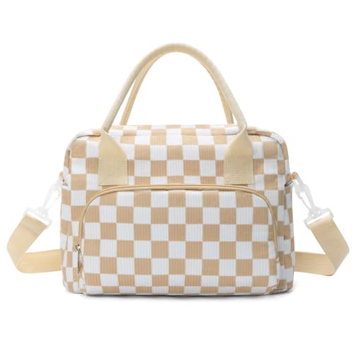 MEXS Insulated Lunch Bag for Women Men Large Reusable Lunch Box Adult Leakproof Portable Cooler Tote Bags for Work Picnic - color: Plaid