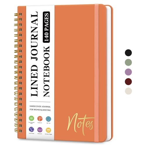 ZOTIA Lined Spiral Journal Notebook for Women, A5 College Ruled Journals for Writing, Hardcover Notebooks for Work, Note taking and Office School Supplies,140 Pages - Coral - color: E-Coral