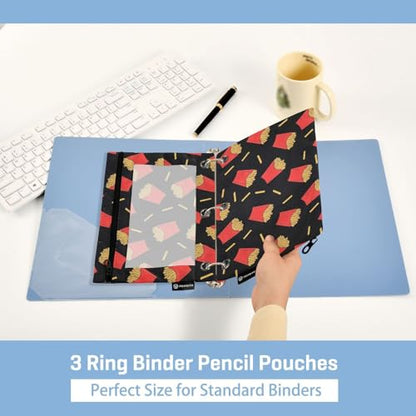 Emelivor Chips Black Pencil Pouch for 3 Ring Binder 2 Pack Binder Pencil Case with Clear Window Pencils Bags with Zipper for Office Daily College Home Supplies - color: 17-Chips Black