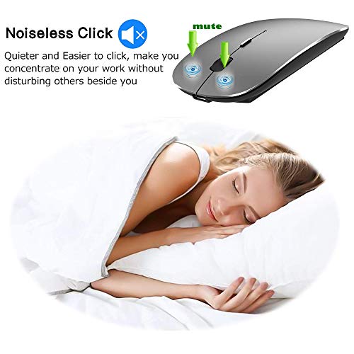 KLO Bluetooth Mouse for MacBook/Laptop/Notebook/pc/iPad/Chromebook, Wireless Mouse for MacBook Pro/AIR (Grey) - color: Grey