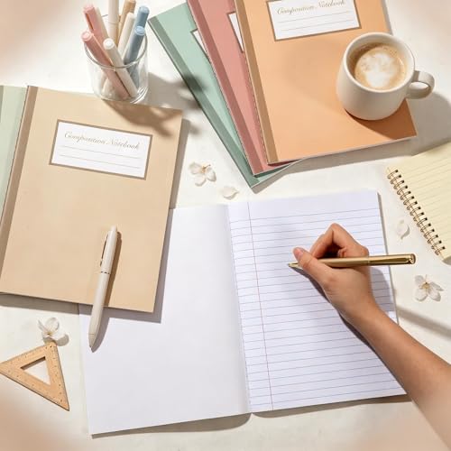 6 Pack Large Composition Notebooks Bulk 9.8 × 7.5 in Wide Ruled Hard Cover Composition Book Assorted Marble Journal College Ruled Paper for Adult Student College Office Back to School Supply(Morandi) - size: 6 Pack, style: Morandi