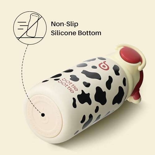 BOTTLE BOTTLE Kids Insulated Water Bottle with Straw Lid and Handle 16 oz Stainless Steel Vacuum Tumbler Water Bottles for School Outdoor Travel Gifts for Boys and Girls Cow - color: cow