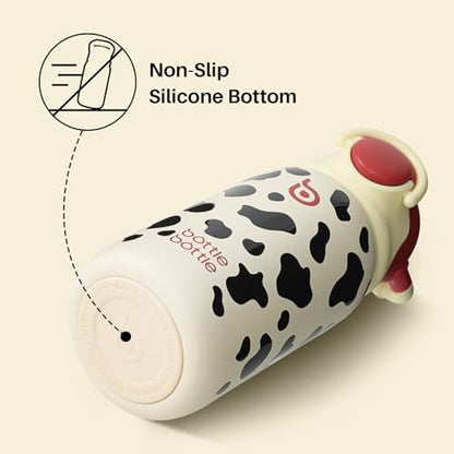 BOTTLE BOTTLE Kids Insulated Water Bottle with Straw Lid and Handle 16 oz Stainless Steel Vacuum Tumbler Water Bottles for School Outdoor Travel Gifts for Boys and Girls Cow - color: cow