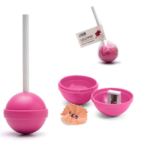 Monkey Business Lollypop Pencil Sharpener for Kids, Fun Manual Sharpener for Colored Pencils for Girls and Boys, Student Stationery, Birthday Gift (Pink) - style: Lollypop - Pink