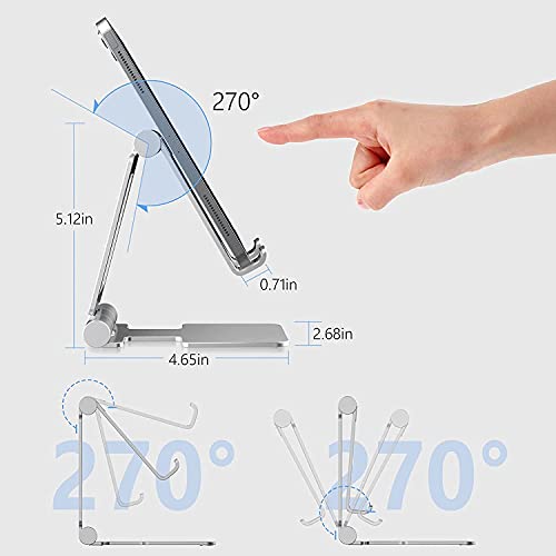 Anozer Tablet Stand,Adjustable Tablet Holder for Desk Foldable | for iPad Stand Dock Holder for iPad Air 5/4/Mini 6/Mini 5/10.2/Pro 12.9/Pro 11,Portable Monitor,Surface (4-13 inch)-Grey