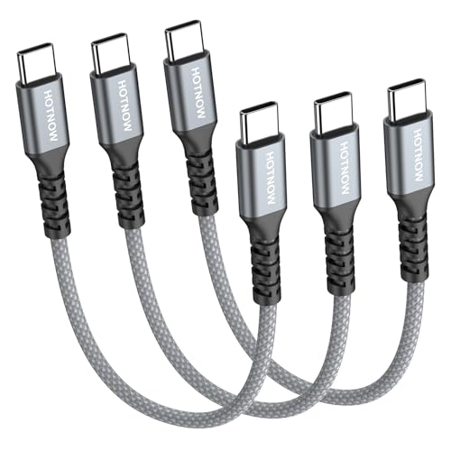 Short USB C to USB C Cable, 6 inch 3 Pack,Type C to C Cable Fast Charging 65W Charger Cord for iPhone 17 16 15, Samsung Galaxy S25 S24 S23 S22, Pixel, iPad Pro, MacBook Pro/Air and Power Bank - color: Grey+White, size: 0.5FT