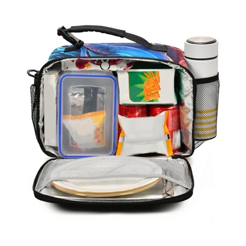 Blue Flame Dragon Kids Lunch Box Insulated Lunch Bags Cooler Tote Bag with Removable Shoulder Strap for Boy Girl Student 20847438 - color: Rainbow Flame Dragon