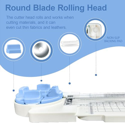 4 in 1 A4 Craft Paper Cutter Rotary Trimmer with Sliding Blade, Safe Precision Paper Trimmer with Grid Lines & Ruler, Multi-Color Cutting Tool for Scrapbook, Cards & DIY Projects (Blue)