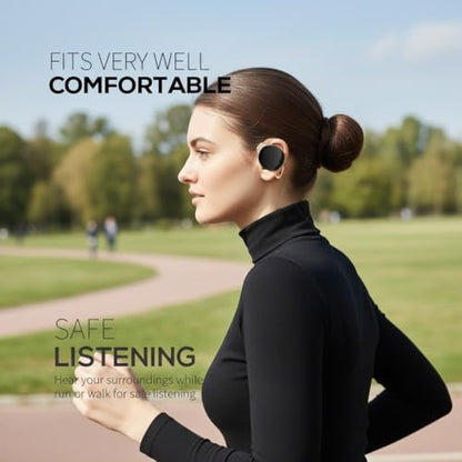Wireless Headphones with Ear Hooks, 52Hrs Playtime, Open Ear Headset V5.4 | Lightweight Headphones, Clip-On Ear Design, Dual Device Pairing, for Workouts - color: Rose Gold