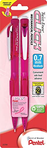 Pentel Breast Cancer Awareness Twist Erase CLICK Mechanical Pencil, (0.7mm) (PD277TBP2P-BC)