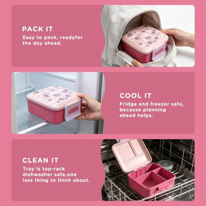 JXXM Bento Lunch Box for Kids with 8oz Soup Thermo,Leak-Proof Lunch Containers with 5 Compartment,Thermo Food Jar Food Containers for School (Pink-Jellyfish) - color: Pink Jellyfish