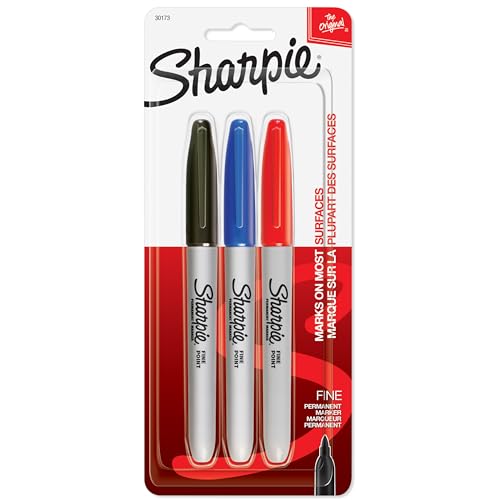 Sharpie Permanent Markers, Fine Point - color: Assorted Colors, size: 3 Count (Pack of 1)
