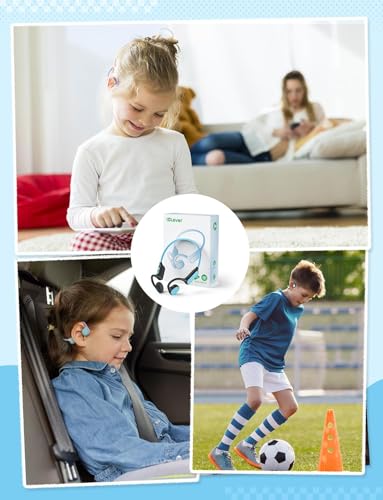 iClever Kids Bluetooth Headphones, Air Conduction Open Ear Headphones, Safe Volume 74&85dBA, 360° Bending Resistance Durable, 11.5H Playtime, Bluetooth 5.4 Kids Wireless Headphones for Travel/School - color: Blue
