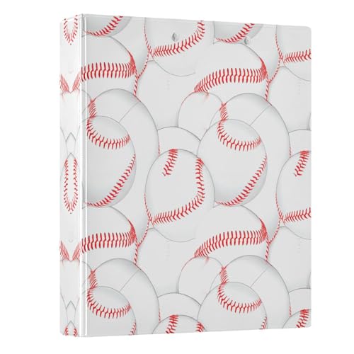 3 Ring Binder with Clipboard, D Rings Holds 200 Sheets, Heavy Duty Binders Folder for School Office, Waterproof PVC Cover with 3 Interior Clear Pockets, Baseball Stitches
