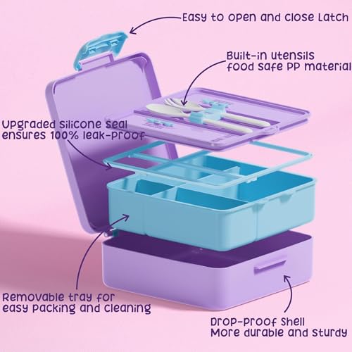 Fimibuke Kids Bento Lunch Box with 4 Compartments, Insulated lunch Bag, Stainless Steel Insulated Water Bottle, Ice Pack & Utensils Set, Birthday Gifts for Ages 3-12 Back to School Toddler Girls Boys - color: A9. Cotton Candy