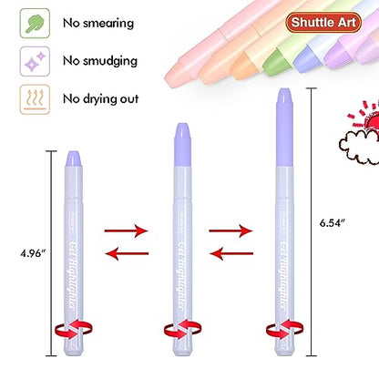 Shuttle Art Bible Highlighters and Pens No Bleed, 12 Mild Colors Gel Highlighters No Bleed Through, Bible Journaling Supplies, Great for Journaling Highlighting and Studying - color: 12 Mild Colors