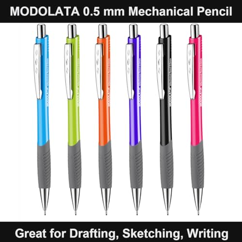 0.5MM Mechanical Pencil Set, Lead Pencils 0.5mm for Student and Artist Drawing, Sketching, Drafting, Pack of 6 Pieces