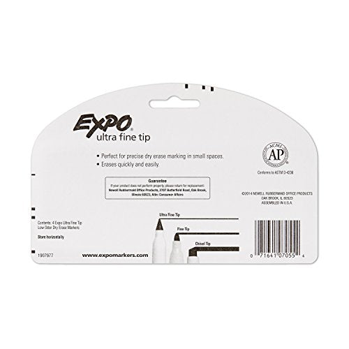 EXPO Low-Odor Dry Erase Markers, Ultra-Fine Tip, Black, 4 Count (Pack of 2) - size: 1 Count (Pack of 8)
